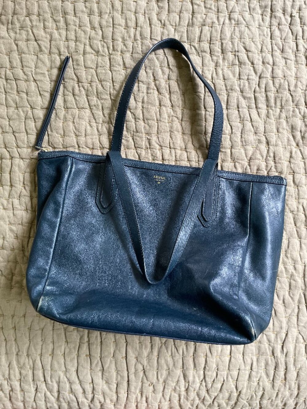 Fossil Black Leather Tote